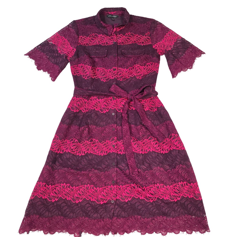 Banana Republic Lace Shirt Dress Floral Sz 4 Dark Romantic Whimsy Holiday Lined